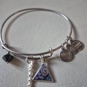 Alex and Ani Silver Bracelet with Black‎ and Multicolor Charms
